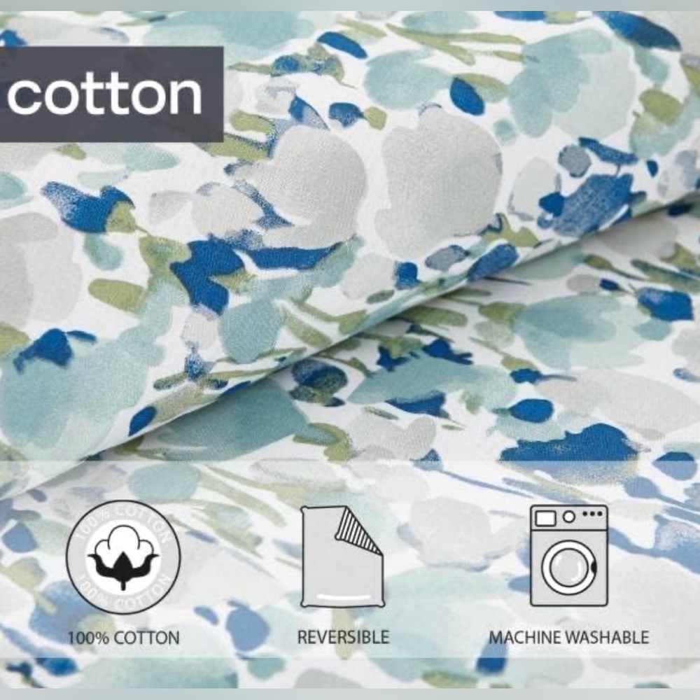 Poppy & Fritz Olivia Cotton Blue Duvet Cover Set Twin - Picture 7 of 11